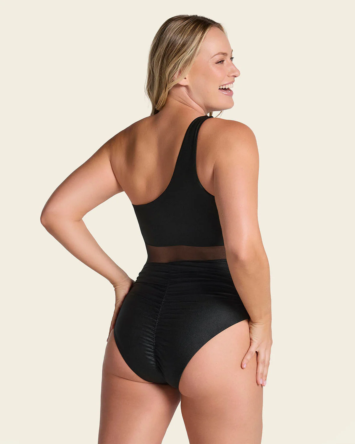 Bañador de un solo hombro con compresión suave de abdomen bajo - Image 10
