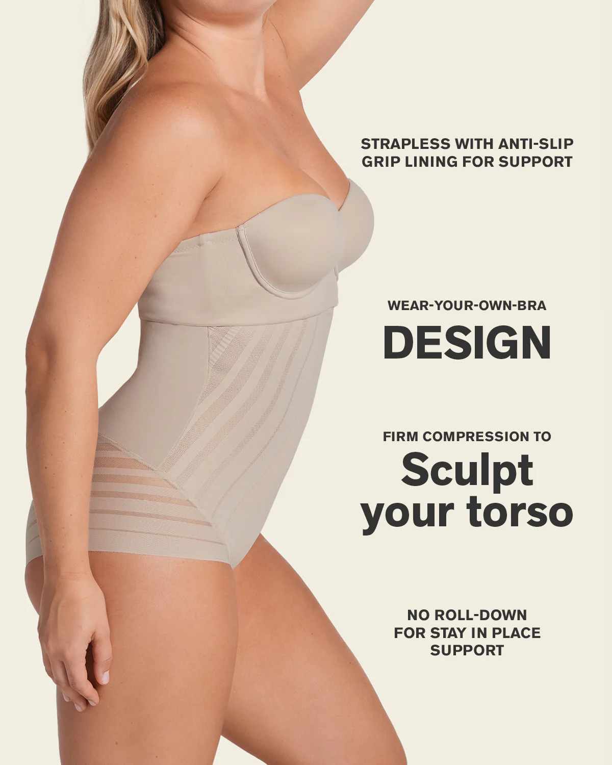 Braga faja pecho libre moldeadora de abdomen invisible en piernas - Image 4