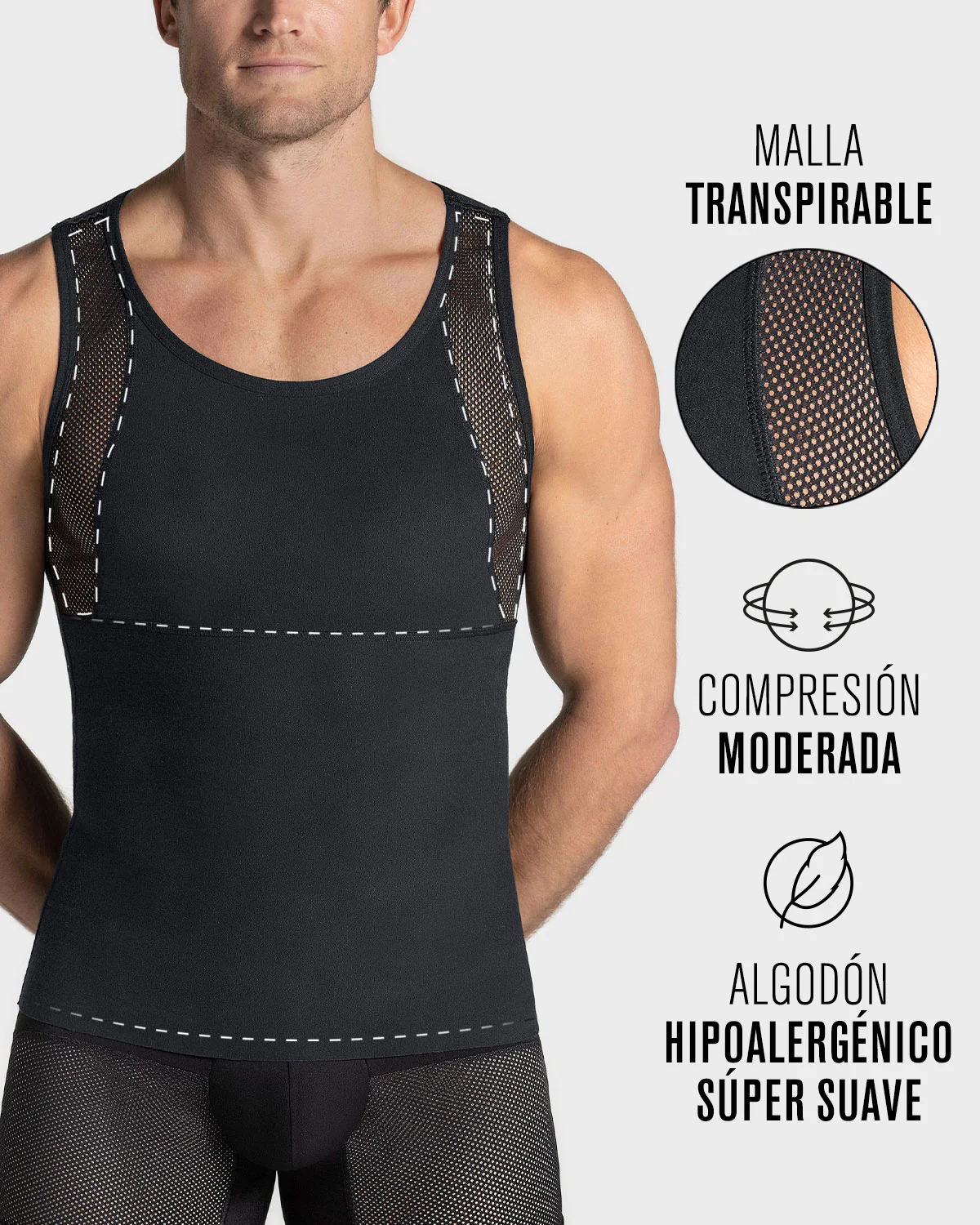 Camiseta sin mangas de compresión moderada ideal para uso diario con algodón pima - Image 4
