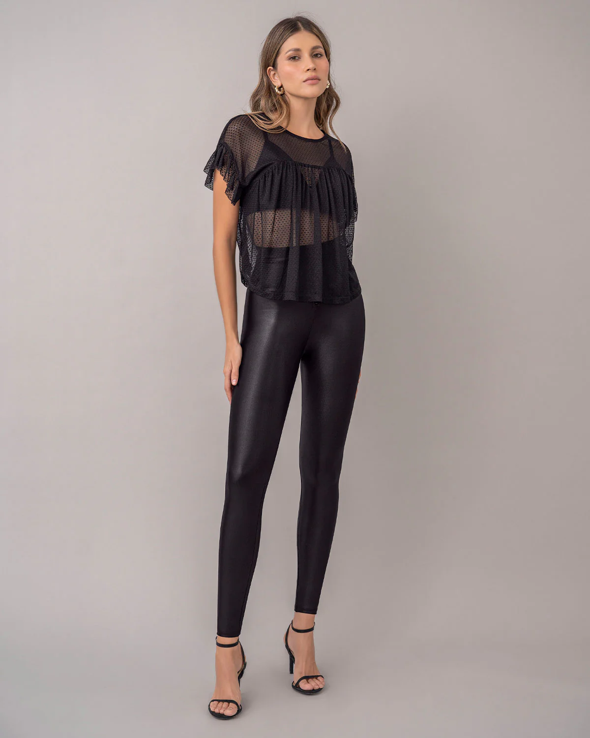 Legging con cierre moldeador en abdomen en imitación cuero - Image 4