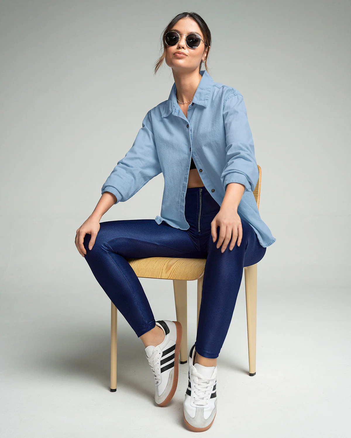 Legging con cierre moldeador en abdomen en imitación cuero - Image 8