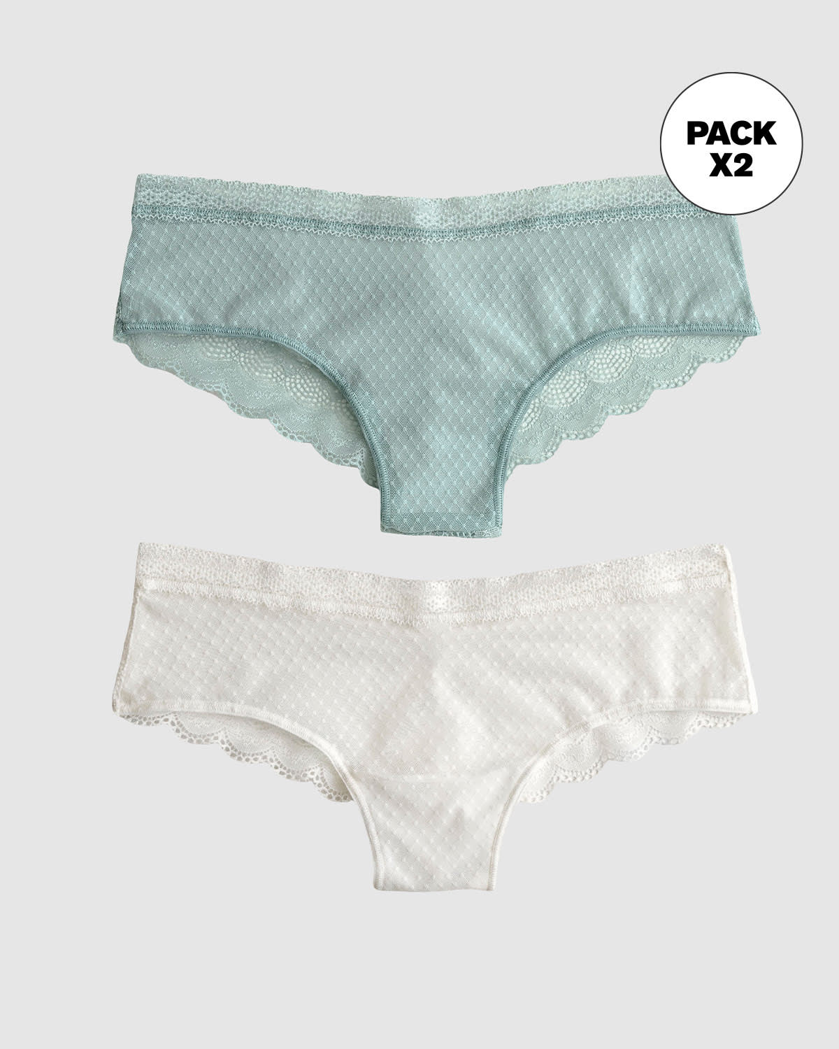 Paquete de 2 Braguitas Tipo Culotte en Encaje y Blonda - Image 11
