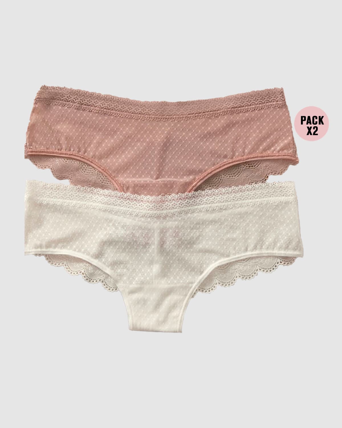 Paquete de 2 Braguitas Tipo Culotte en Encaje y Blonda - Image 16
