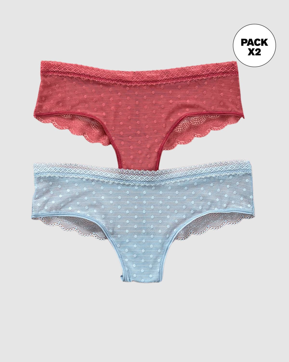 Paquete de 2 Braguitas Tipo Culotte en Encaje y Blonda - Image 57