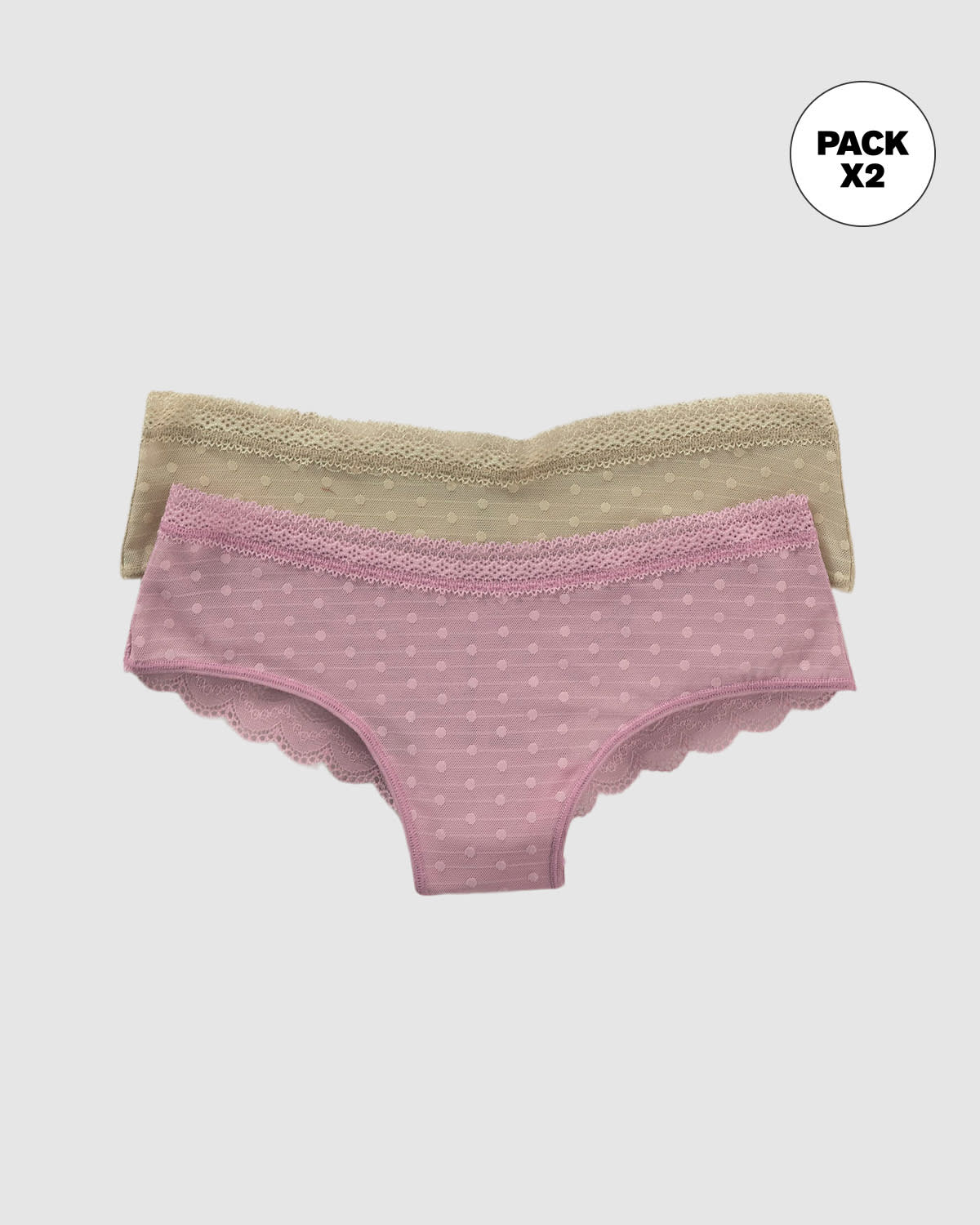 Paquete de 2 Braguitas Tipo Culotte en Encaje y Blonda - Image 6