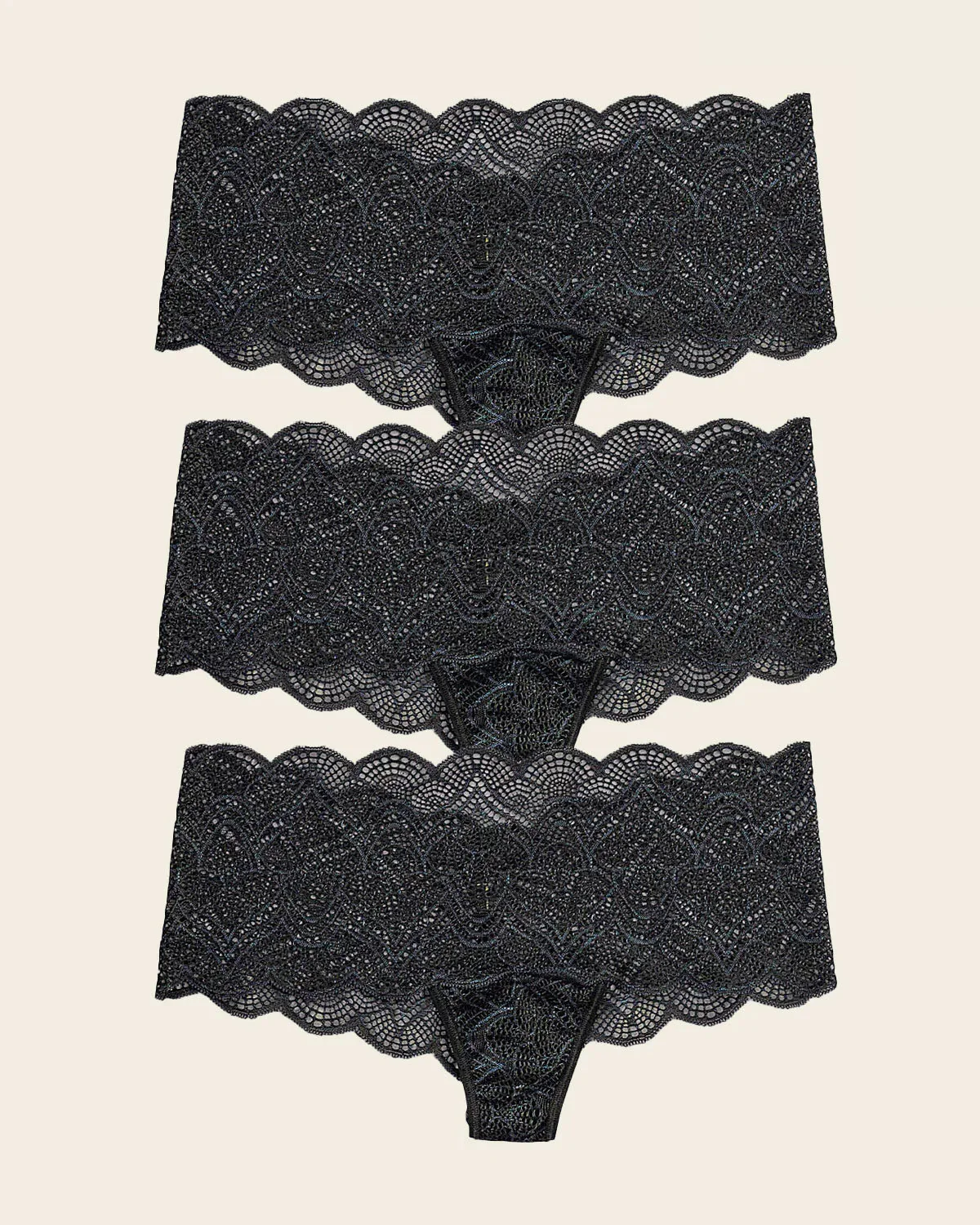 Paquete x 3 braguitas en encaje con transparencias y bordes redondeados - Image 6