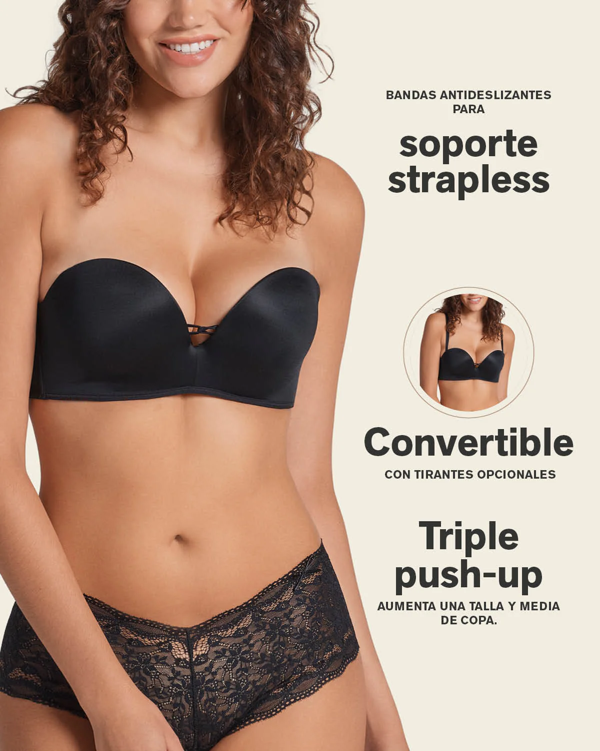 Sujetador WOW de triple push up ideal sin tirantes - Image 3